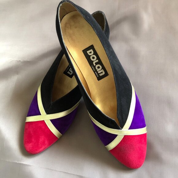 Dolan Black Purple Red Suede Shoes - Picture 1 of 8